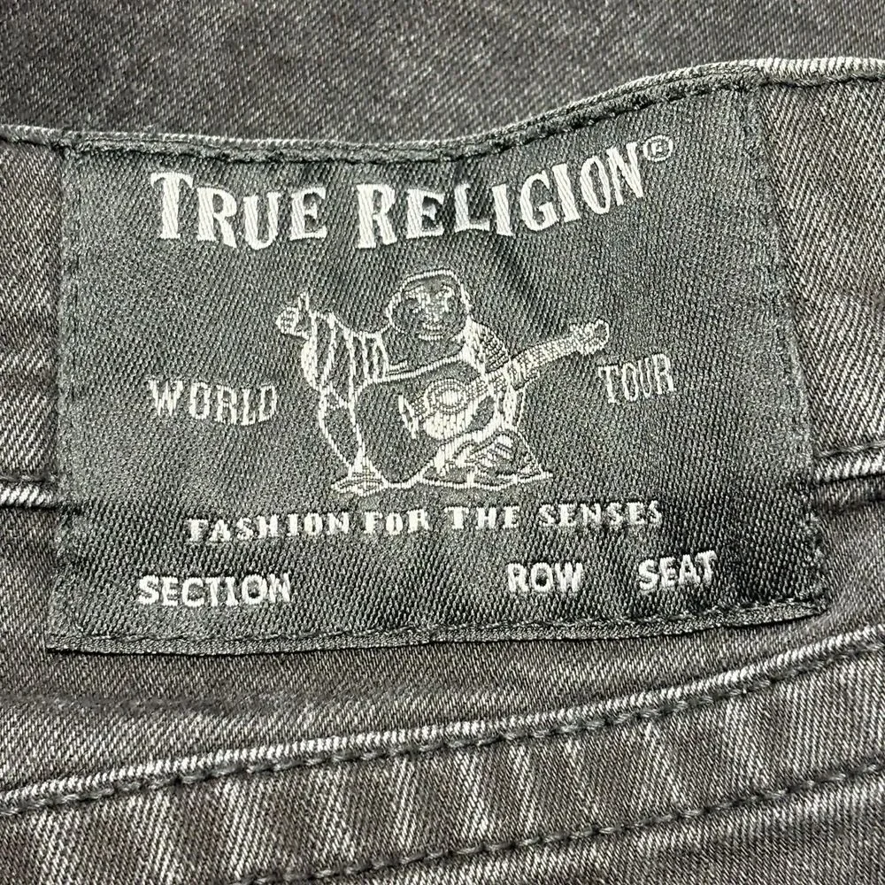 True Religion Jeans Mens 38x32 Black Geno Dark Relaxed Slim Stretch Dark Wash